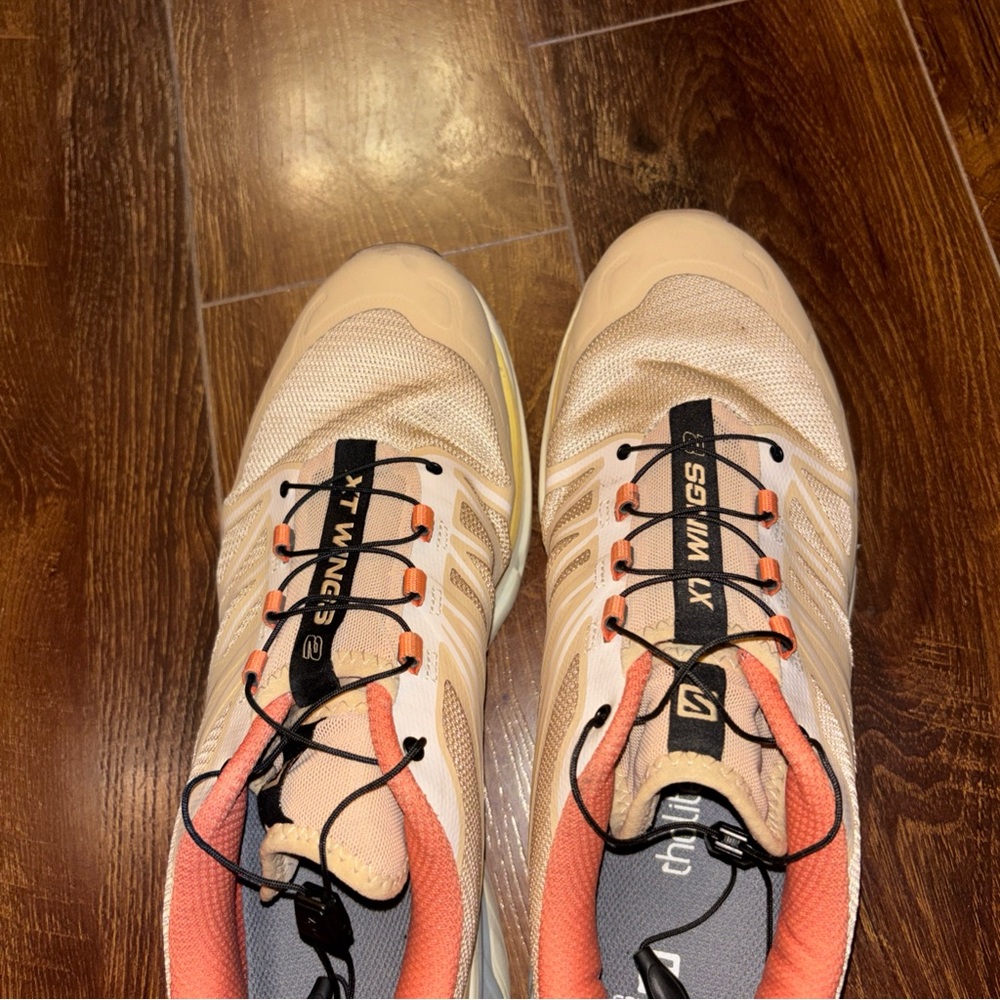 Salomon Beige and Coral XT-WINGS Trail Sneakers - Picture 5 of 10